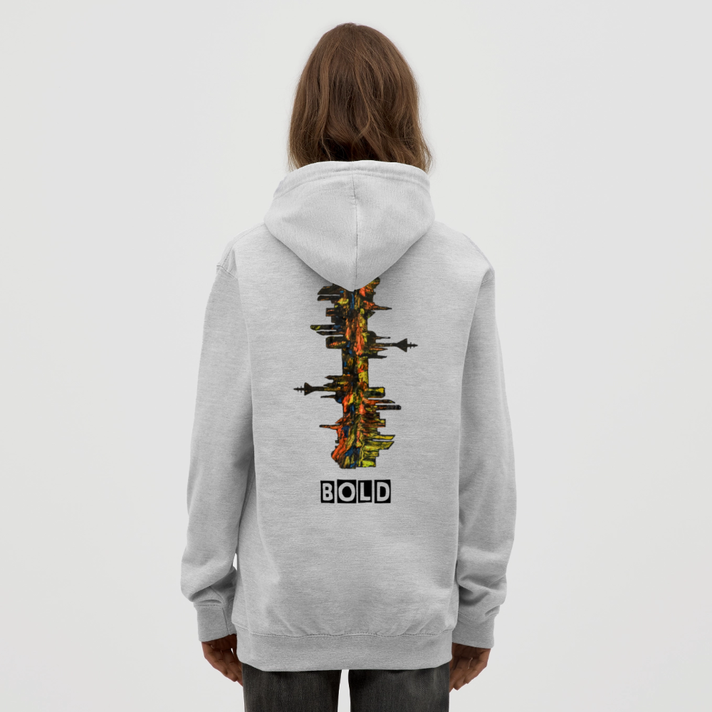 Unisex Hoodie Düsseldorfer Skyline Backprint - Hellgrau meliert