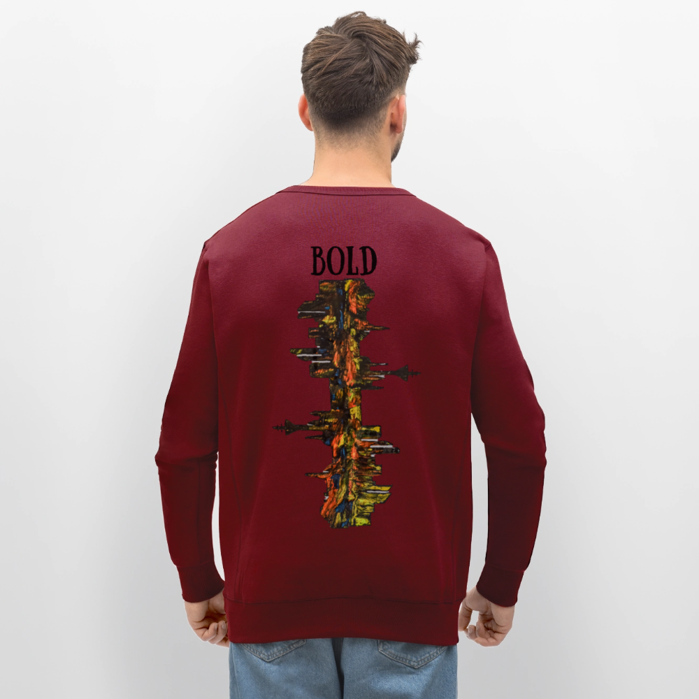 Unisex Bio Pulli Düsseldorfer Skyline Backprint - Burgunderrot