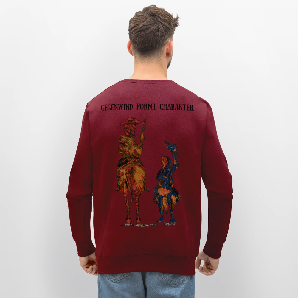 Unisex Bio Pulli Don Quixote Backprint - Burgunderrot