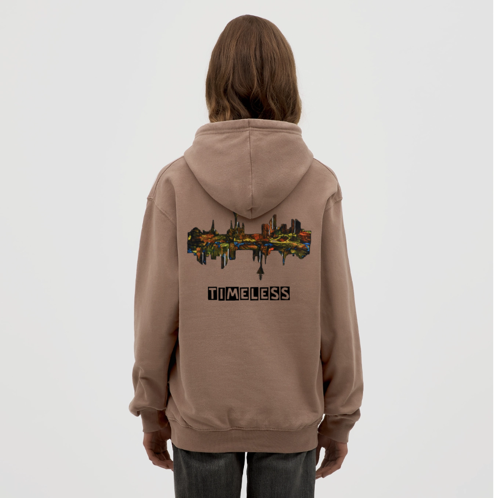 Unisex Hoodie Düsseldorfer Skyline Backprint - Mokka