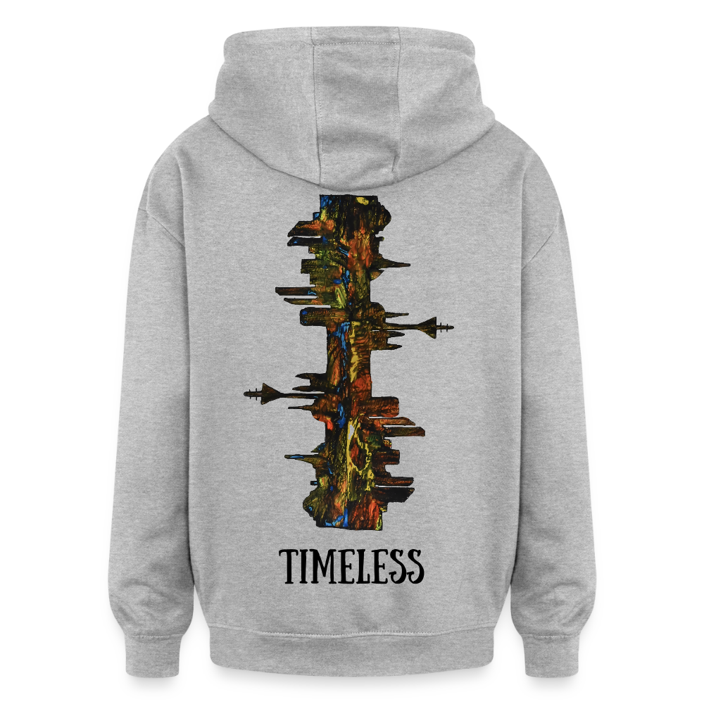 Oversized Unisex Hoodie Düsseldorfer Skyline Backprint - Grau meliert