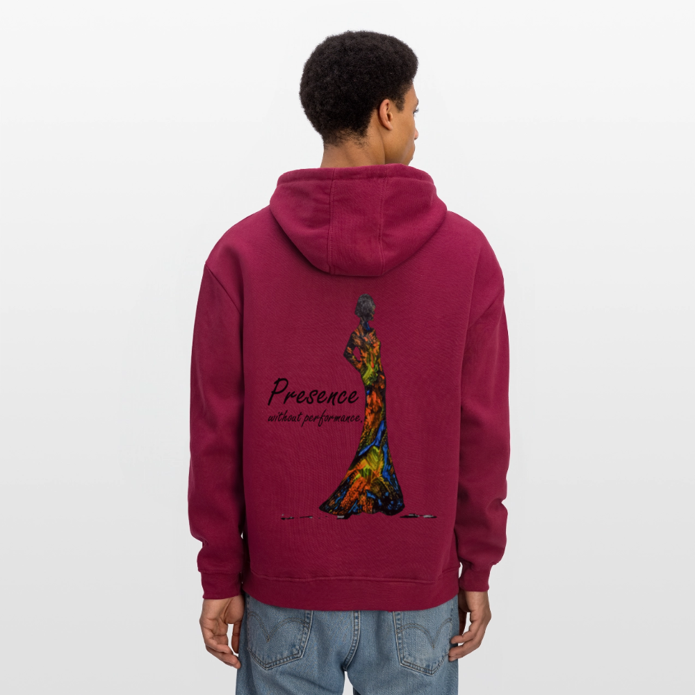 Oversized Unisex Hoodie Presence Backprint - Burgunderrot