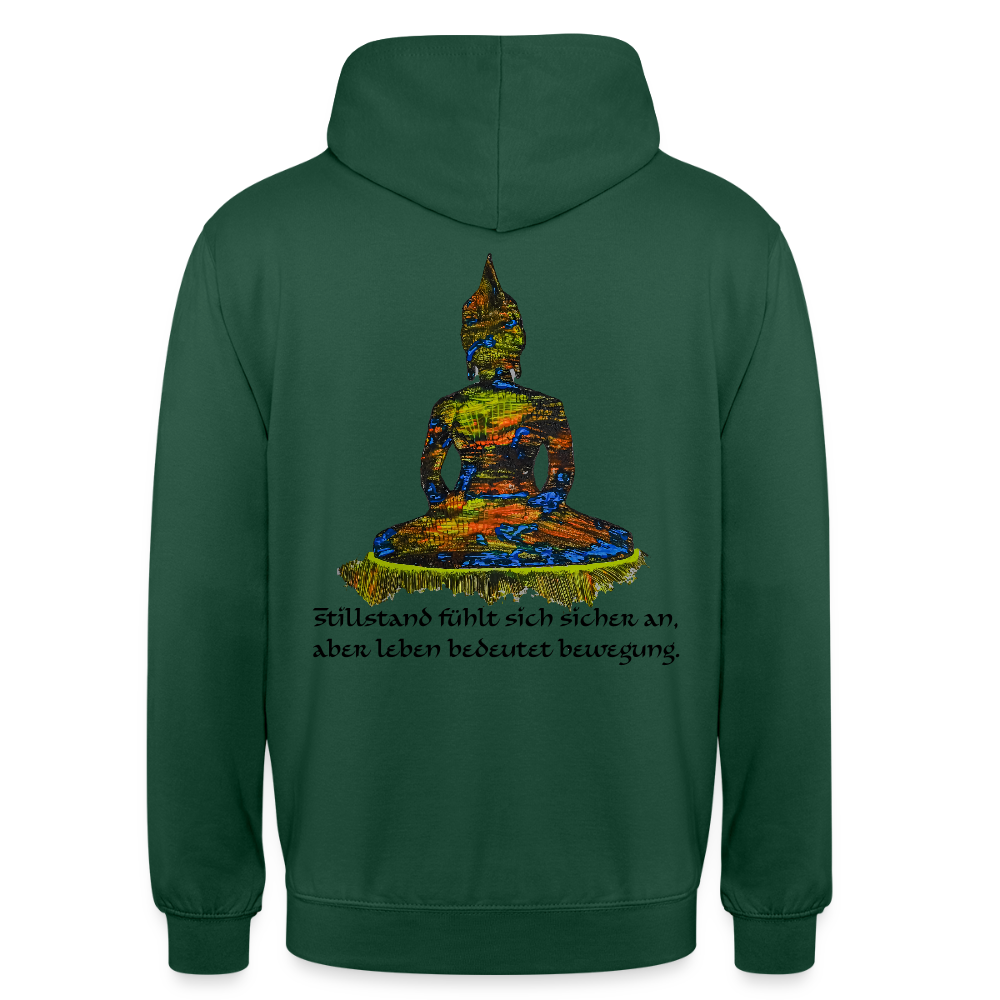 Unisex Hoodie Buddha Backprint - Flaschengrün