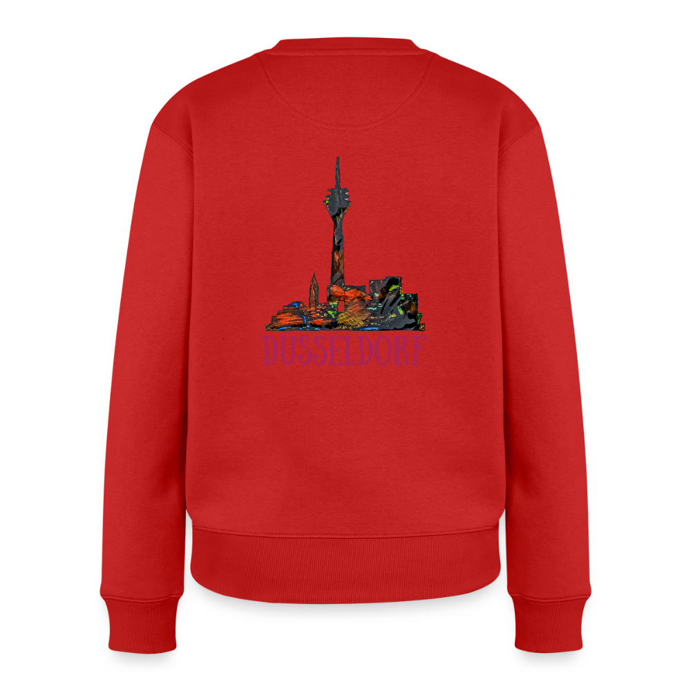 Frauen Pulli Düsseldorferskyline Backprint - Rot