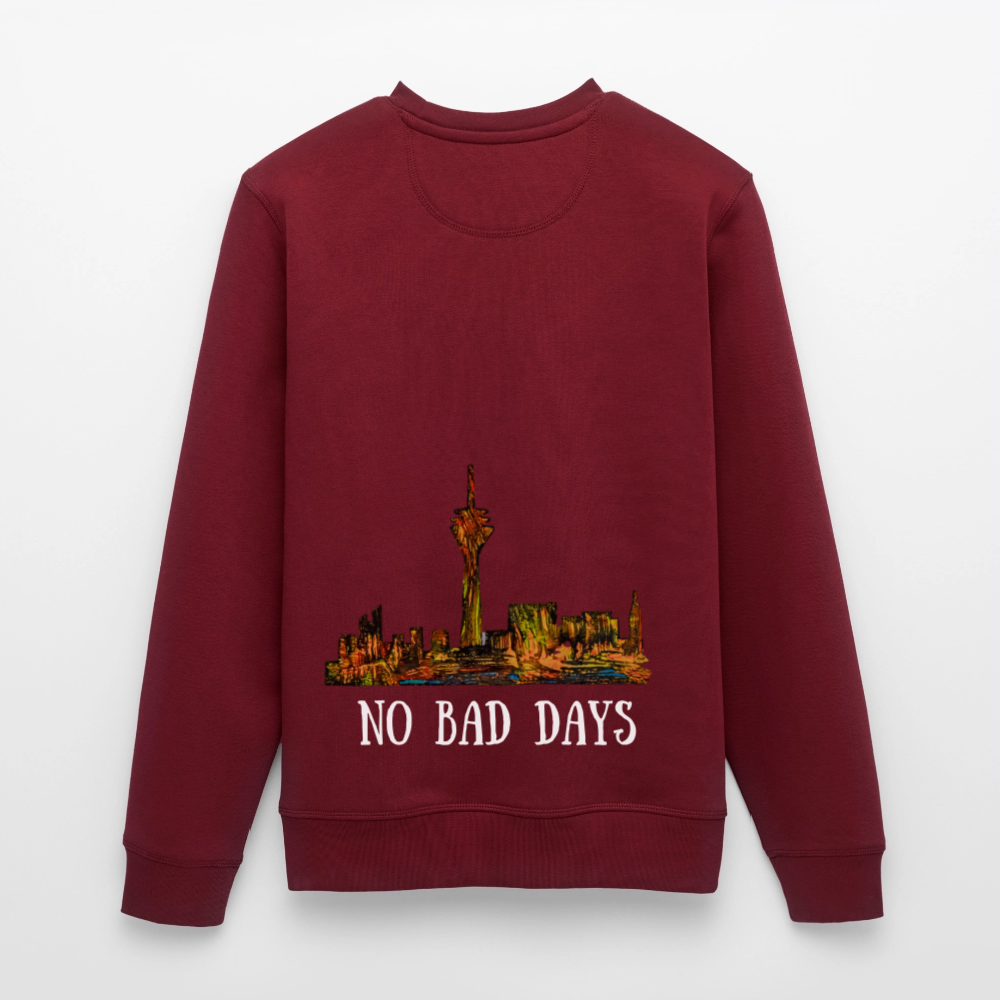 Unisex Bio Pulli Düsseldorfer Skyline Backprint - Burgunderrot