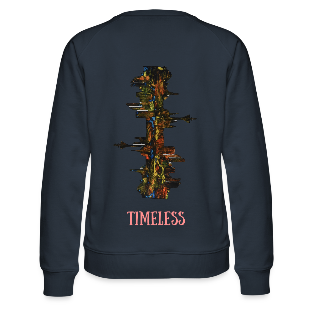 Frauen Pulli Düsseldorfer Skyline Backprint - Navy