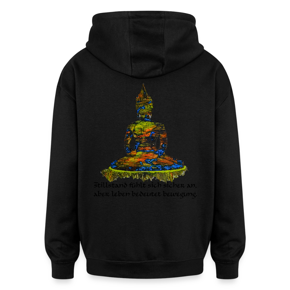 Oversized Unisex Hoodie Buddha Backprint - Schwarz