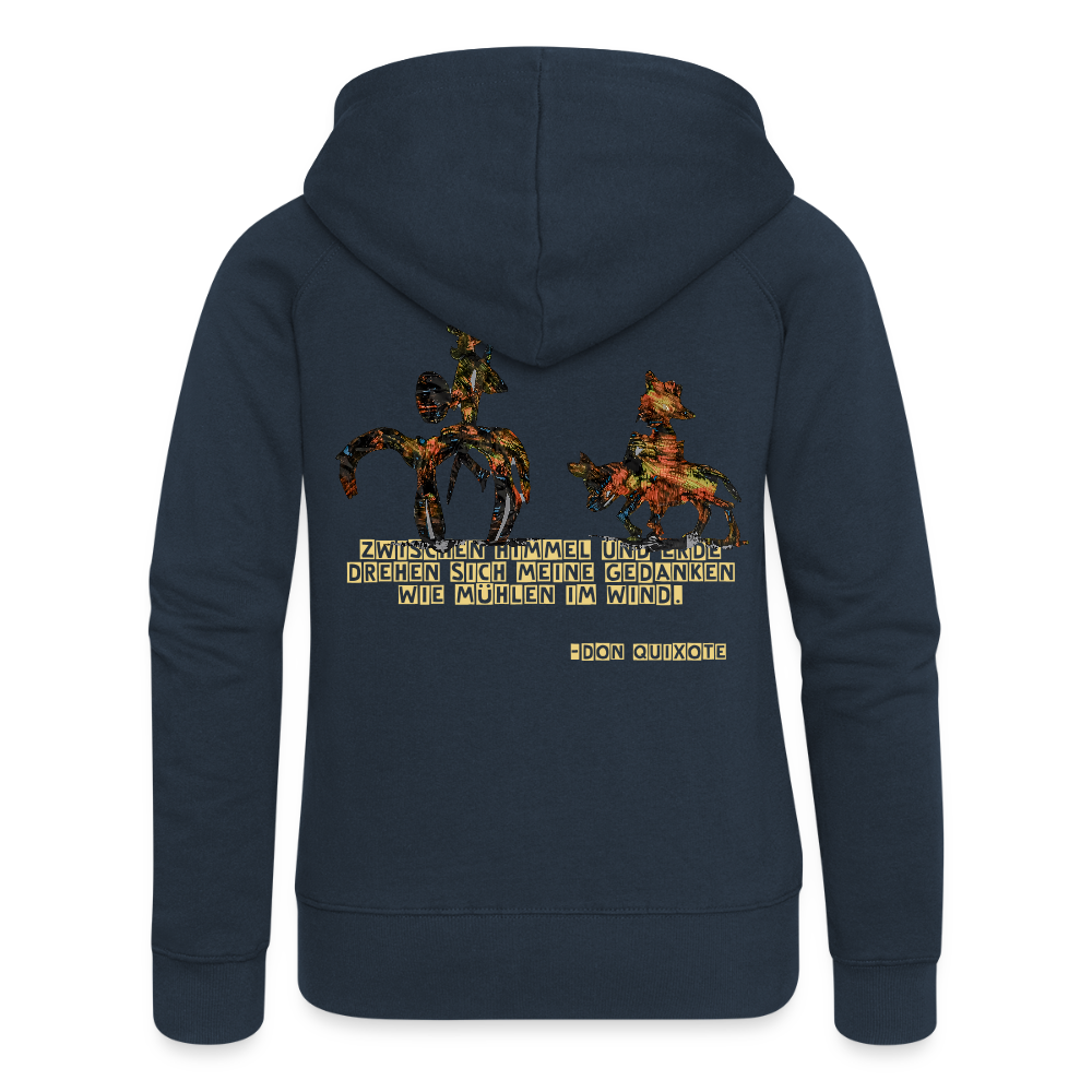 Frauen Kapuzenjacke Don Quixote Backprint - Navy