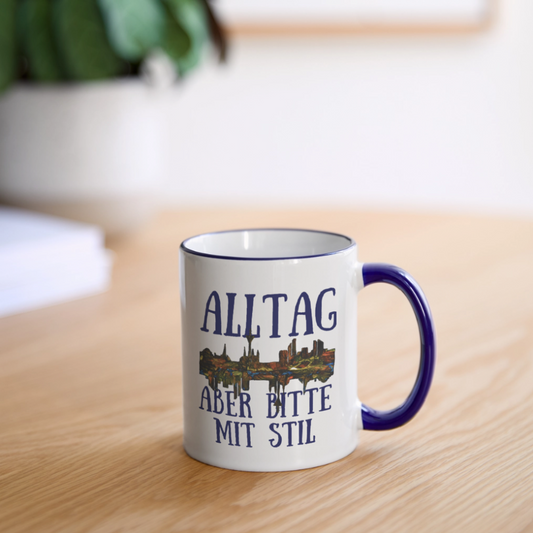 Tasse - Weiß/Kobaltblau