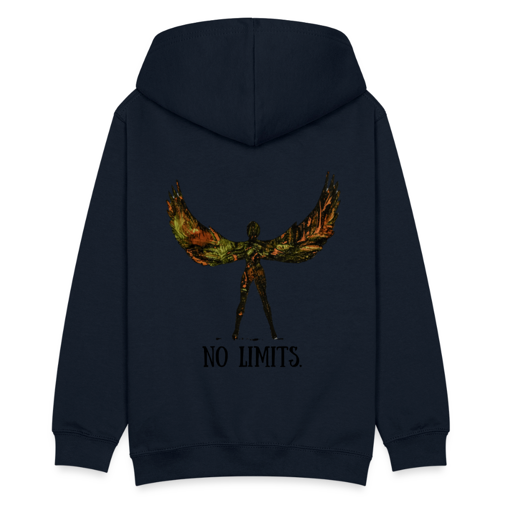 Teenager Hoodie Angel Backprint - Navy