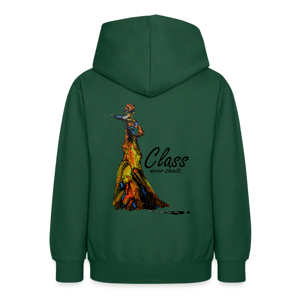 Teenager Hoodie Class Backprint - Flaschengrün