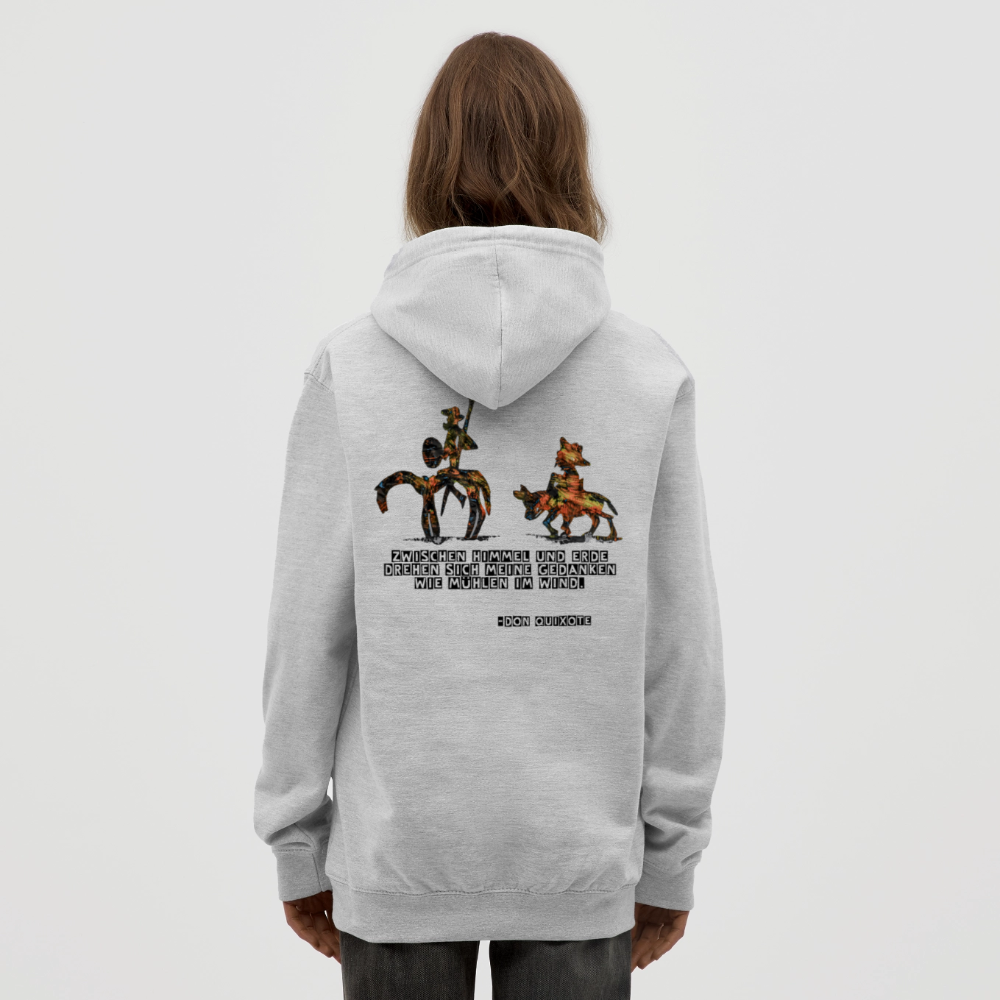 Unisex Hoodie Don Quixote Backprint - Hellgrau meliert