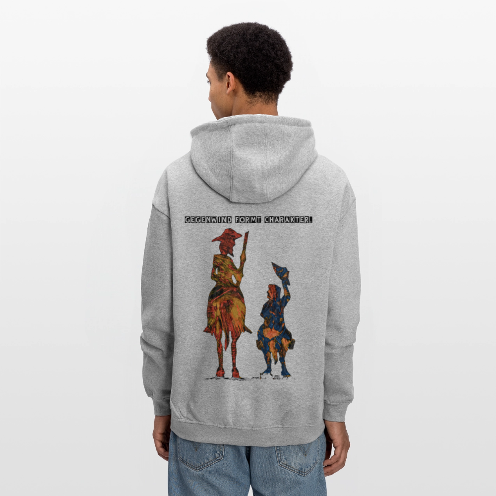 Oversized Unisex Hoodie Don Quixote Backprint - Grau meliert