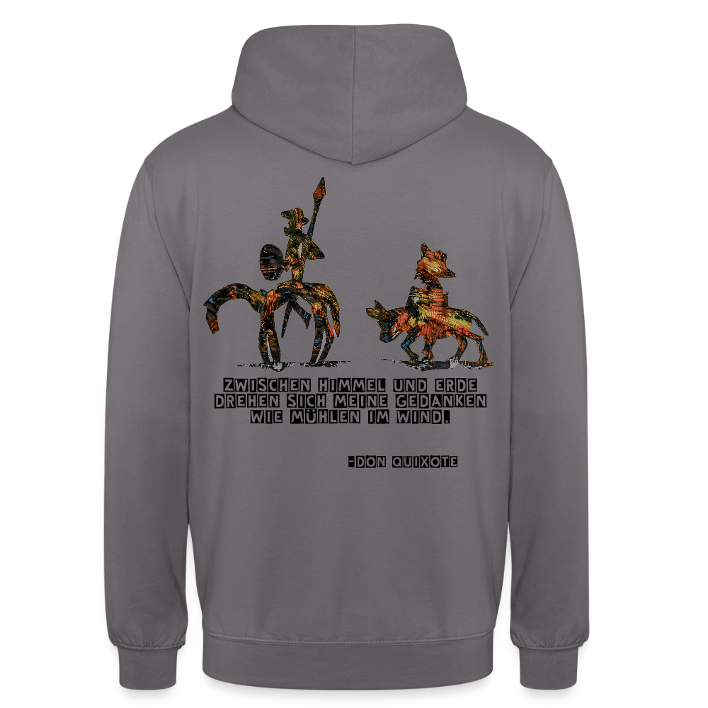 Unisex Hoodie Don Quixote Backprint - Mittelgrau