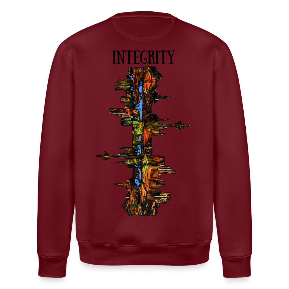 Unisex Bio Pulli Düsseldorfer Skyline Backprint - Burgunderrot