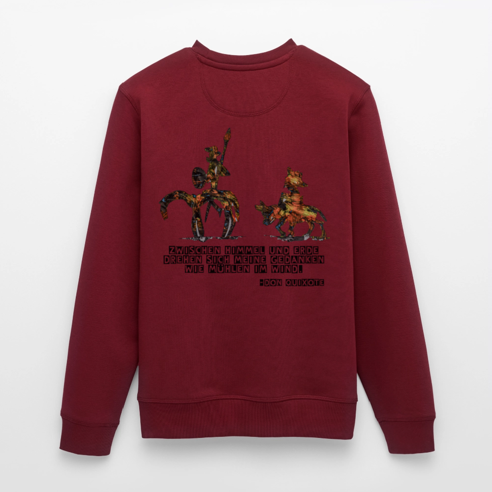 Unisex Bio Pulli Don Quixote Backprint - Burgunderrot