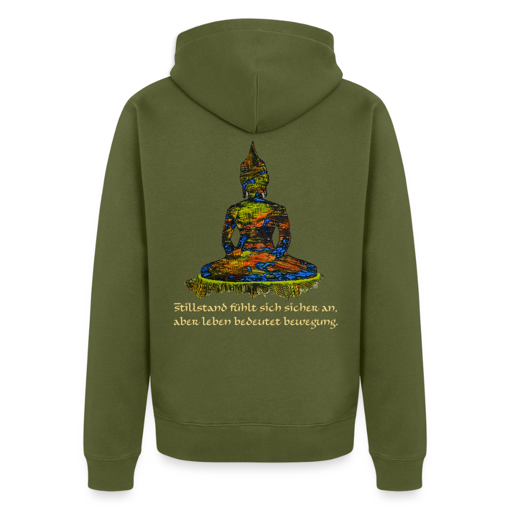 Männer Kapuzenjacke Buddha Backprint - Khaki