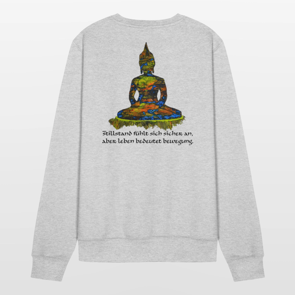 Unisex Pulli Buddha Backprint - Weißgrau meliert