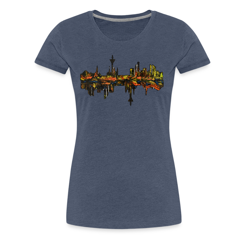 Frauen Premium T-Shirt Düsseldorfer Skyline V.3 - Blau meliert