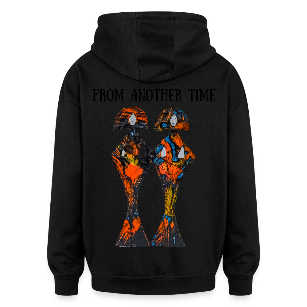 Oversized Unisex Hoodie Geishas Backprint - Schwarz