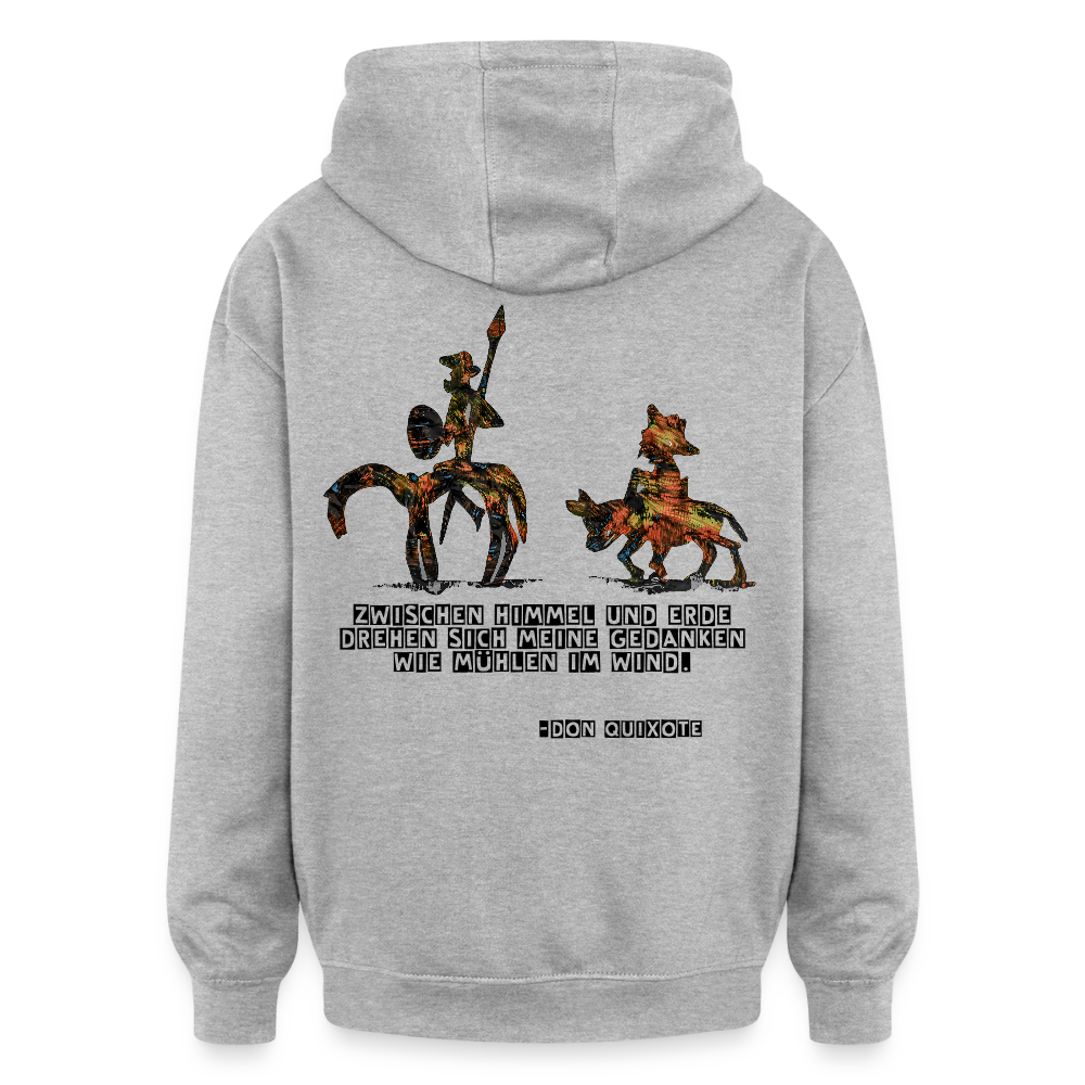 Oversized Unisex Hoodie Don Quixote Backprint - Grau meliert