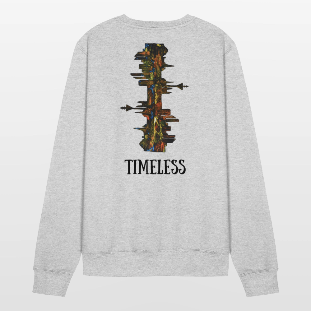 Unisex Pulli Düsseldorfer Skyline Backprint - Weißgrau meliert