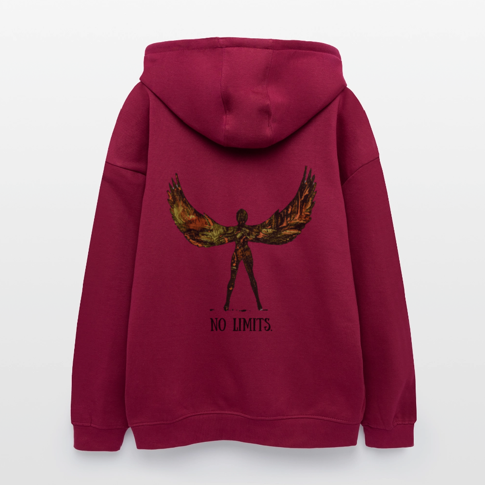 Oversized Unisex Hoodie Angel Backprint - Burgunderrot