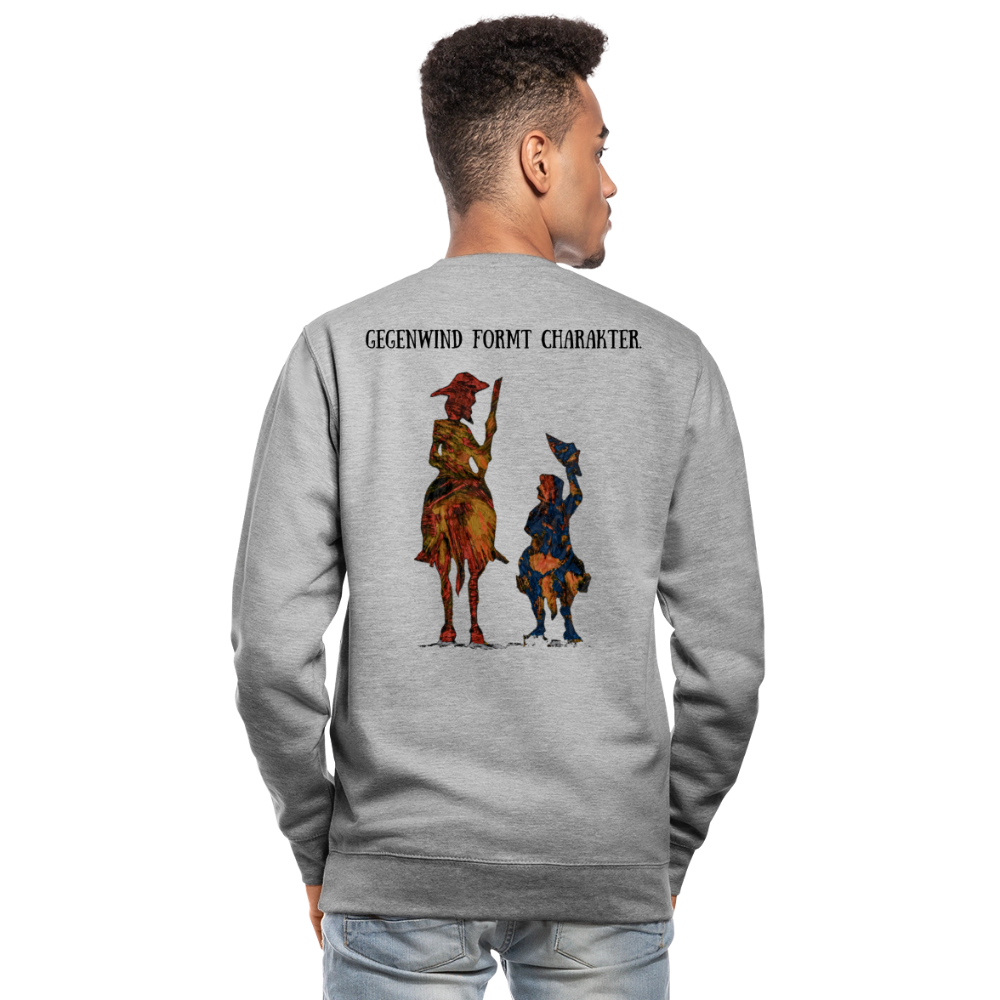 Unisex Pulli Don Quixote Backprint - Weißgrau meliert