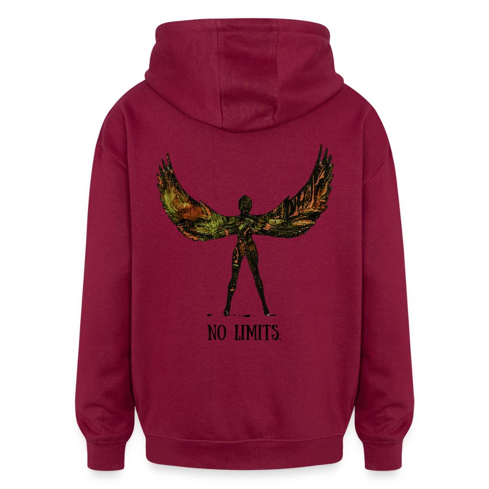 Oversized Unisex Hoodie Angel Backprint - Burgunderrot