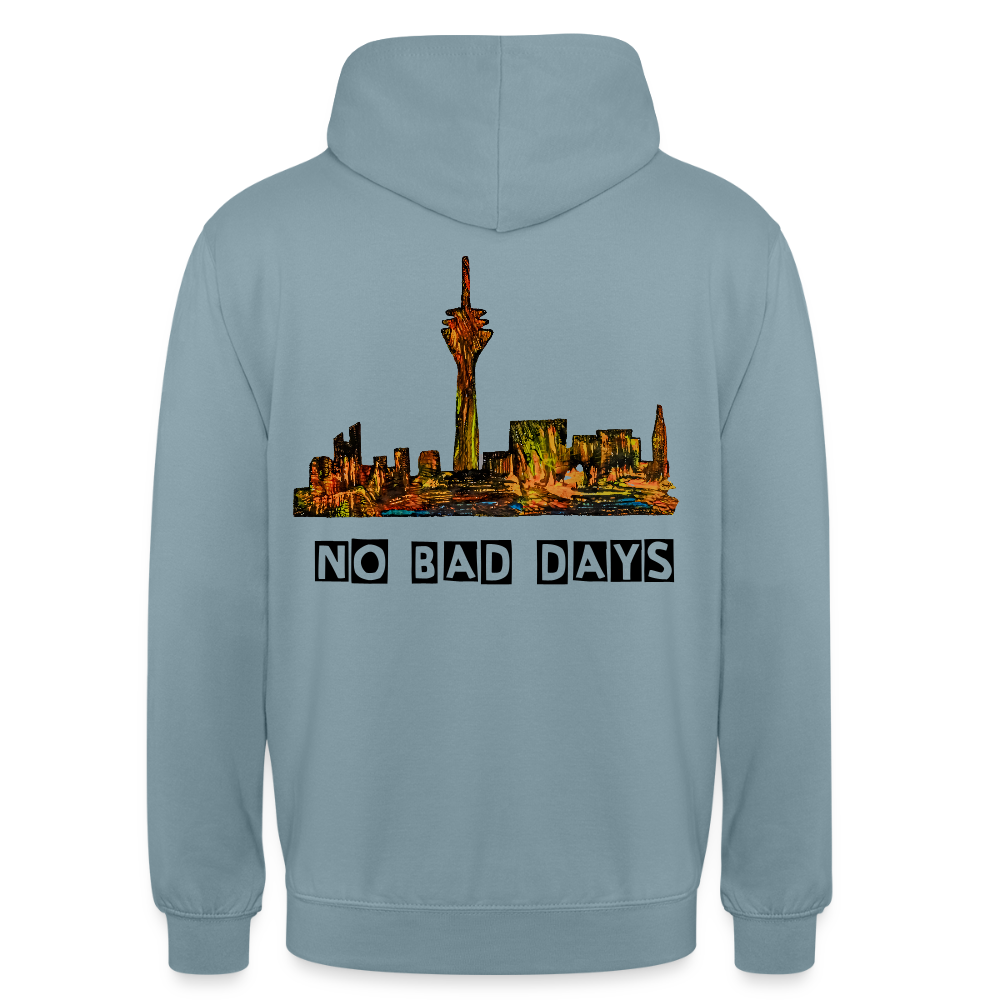 Unisex Hoodie Düsseldorfer Skyline Backprint - Nebelblau