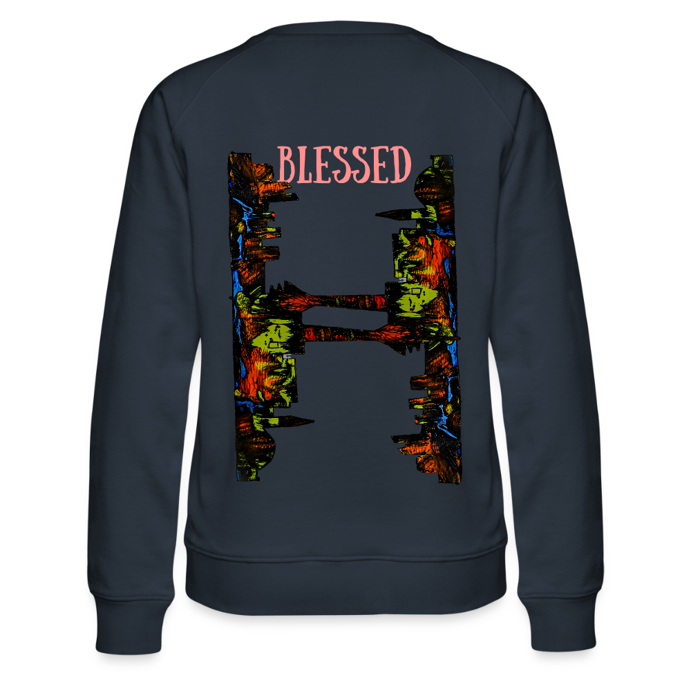 Frauen Hoodie Düsseldorfer Skyline Backprint - Navy