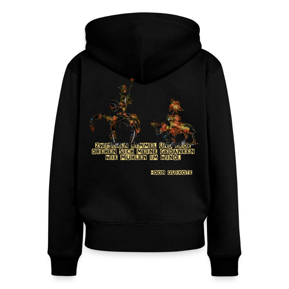 Frauen Kapuzenjacke Don Quixote Backprint - Schwarz