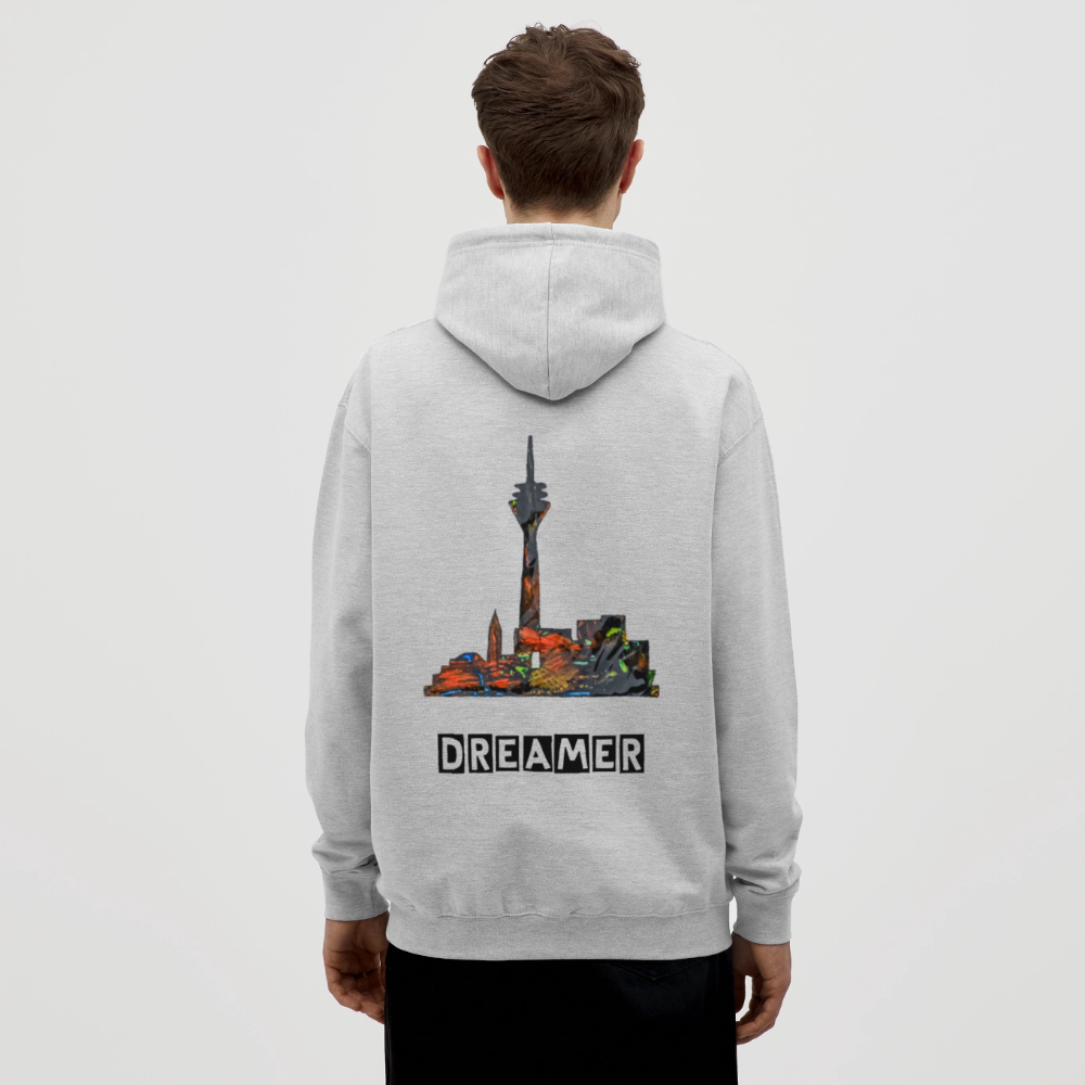 Unisex Hoodie Düsseldorferskyline Backprint - Hellgrau meliert