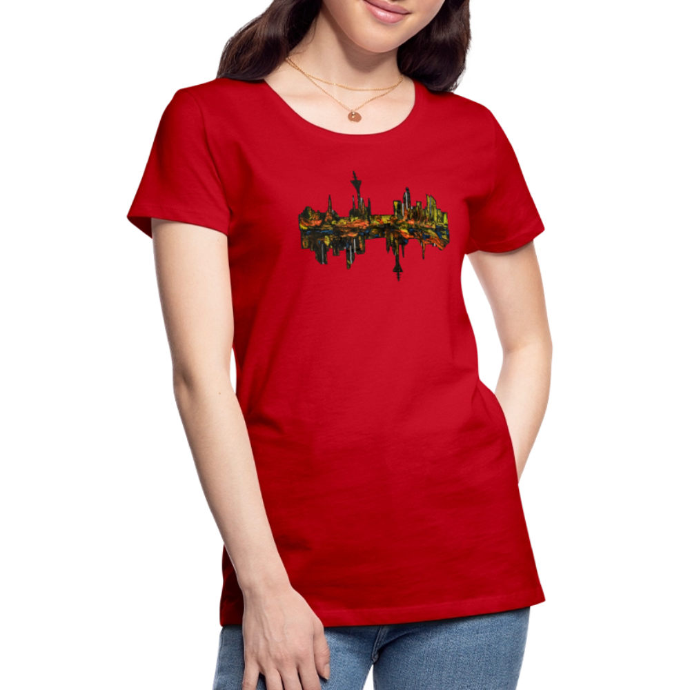Frauen Premium T-Shirt Düsseldorfer Skyline V.3 - Rot