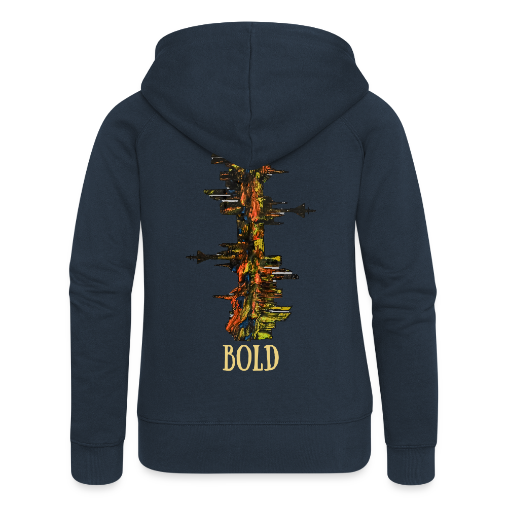 Frauen Kapuzenjacke Düsseldorfer Skyline Backprint - Navy