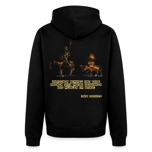 Männer Kapuzenjacke Don Quixote Backprint - Schwarz