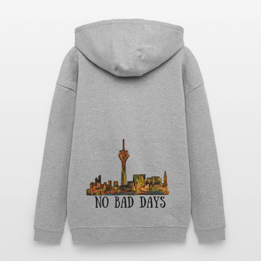 Oversized Unisex Hoodie Düsseldorfer Skyline Backprint - Grau meliert