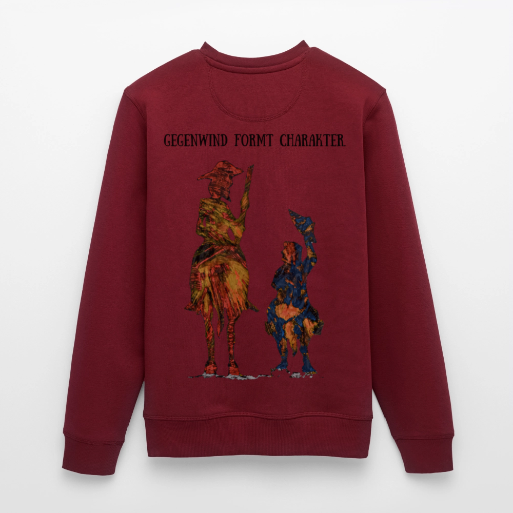 Unisex Bio Pulli Don Quixote Backprint - Burgunderrot