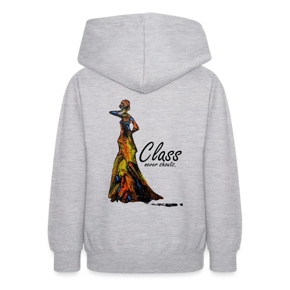 Teenager Hoodie Class Backprint - Hellgrau meliert