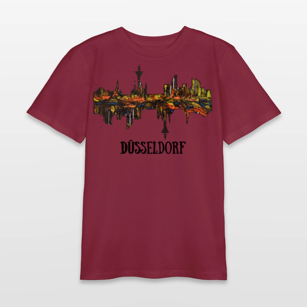 Unisex Teenager T-Shirt Düsseldorfer Skyline V.3 - Burgunderrot