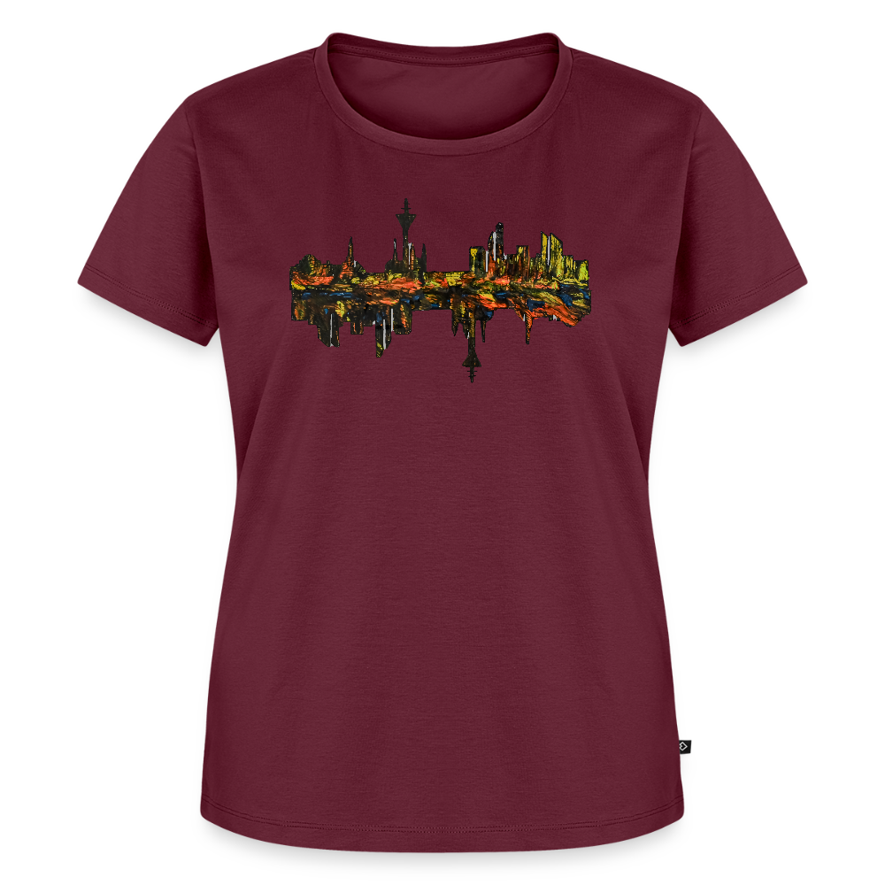 Frauen Premium T-Shirt Düsseldorfer Skyline V.3 - Burgunderrot