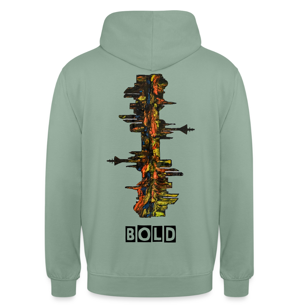 Unisex Hoodie Düsseldorfer Skyline Backprint - Graugrün