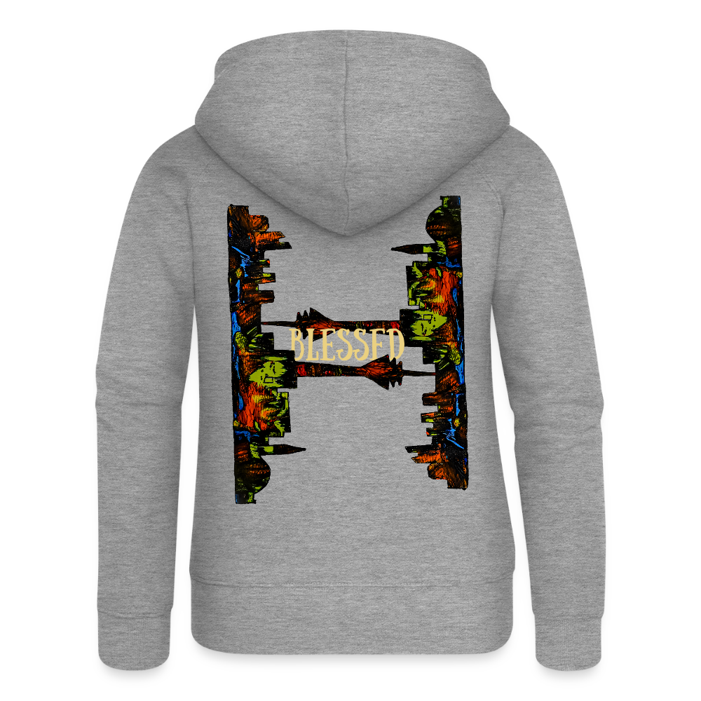 Frauen Kapuzenjacke Düsseldorfer Skyline Backprint - Grau meliert