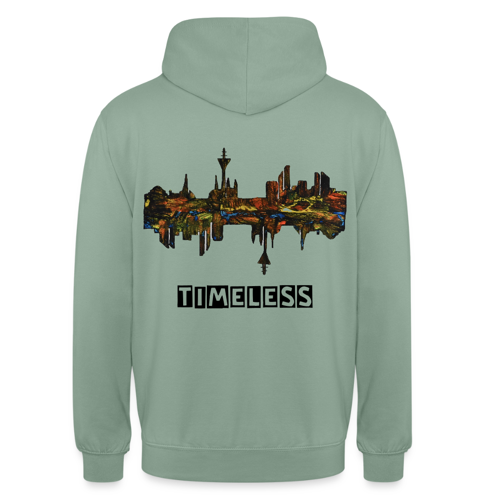 Unisex Hoodie Düsseldorfer Skyline Backprint - Graugrün