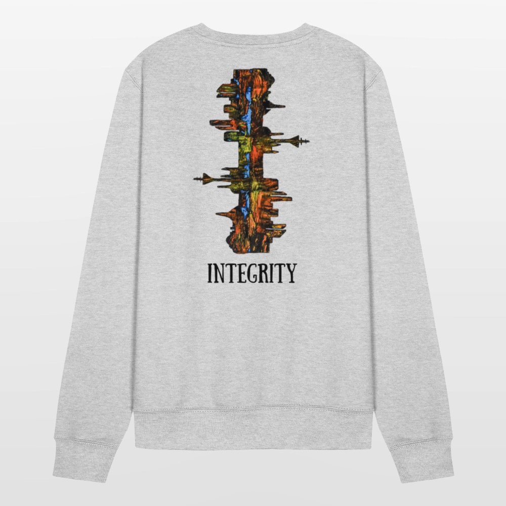 Unisex Pulli Düsseldorfer Skyline Backprint - Weißgrau meliert