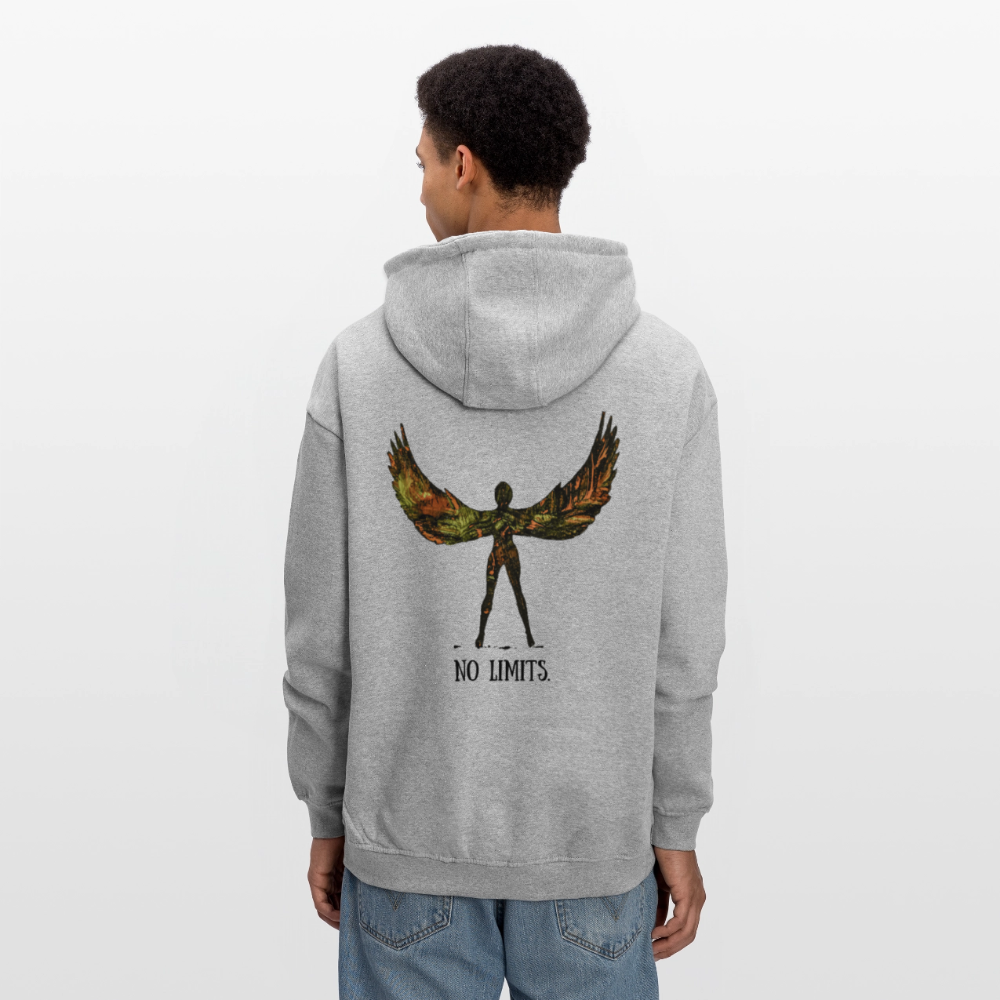 Oversized Unisex Hoodie Angel Backprint - Grau meliert