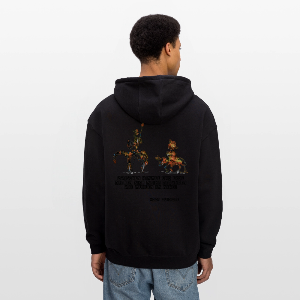 Oversized Unisex Hoodie Don Quixote Backprint - Schwarz