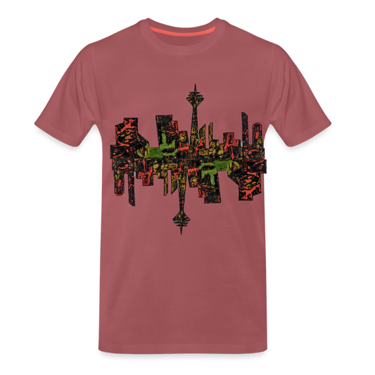 Männer Premium T-Shirt Düsseldorfer Skyline V.9 - washed Burgundy