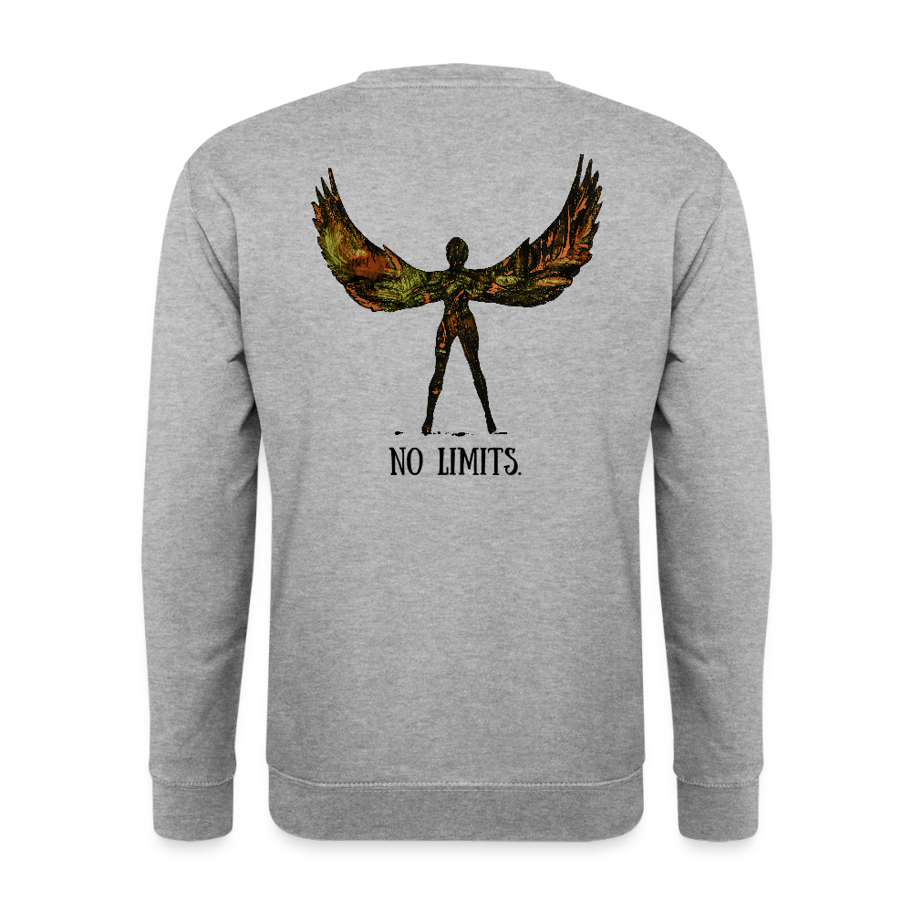 Unisex Pulli Angel Backprint - Weißgrau meliert