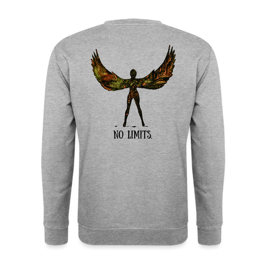 Unisex Pulli Angel Backprint - Weißgrau meliert
